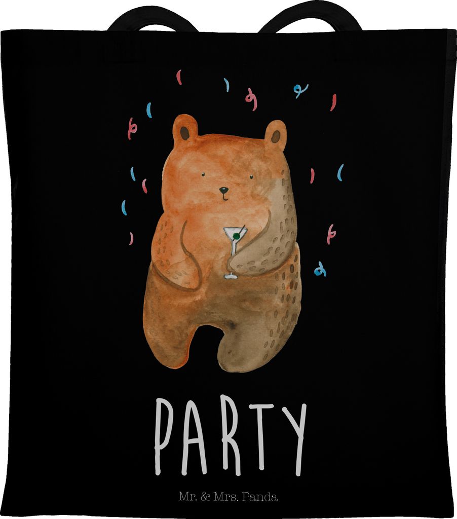 Mr. & Mrs. Panda Beutel Bär Party - Schwarz - Geschenk, Tote Bag, Geburtstagsgeschenk, Teddy, umhängetasche baumwolle, Schultasche, Gute Laune, F...