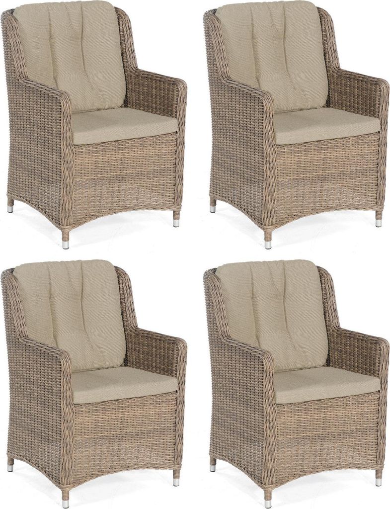 Sonnenpartner 4er-Set Garten-Sessel Avatar Aluminium mit Polyrattan rustic-stream Gartenstuhl Hochlehner