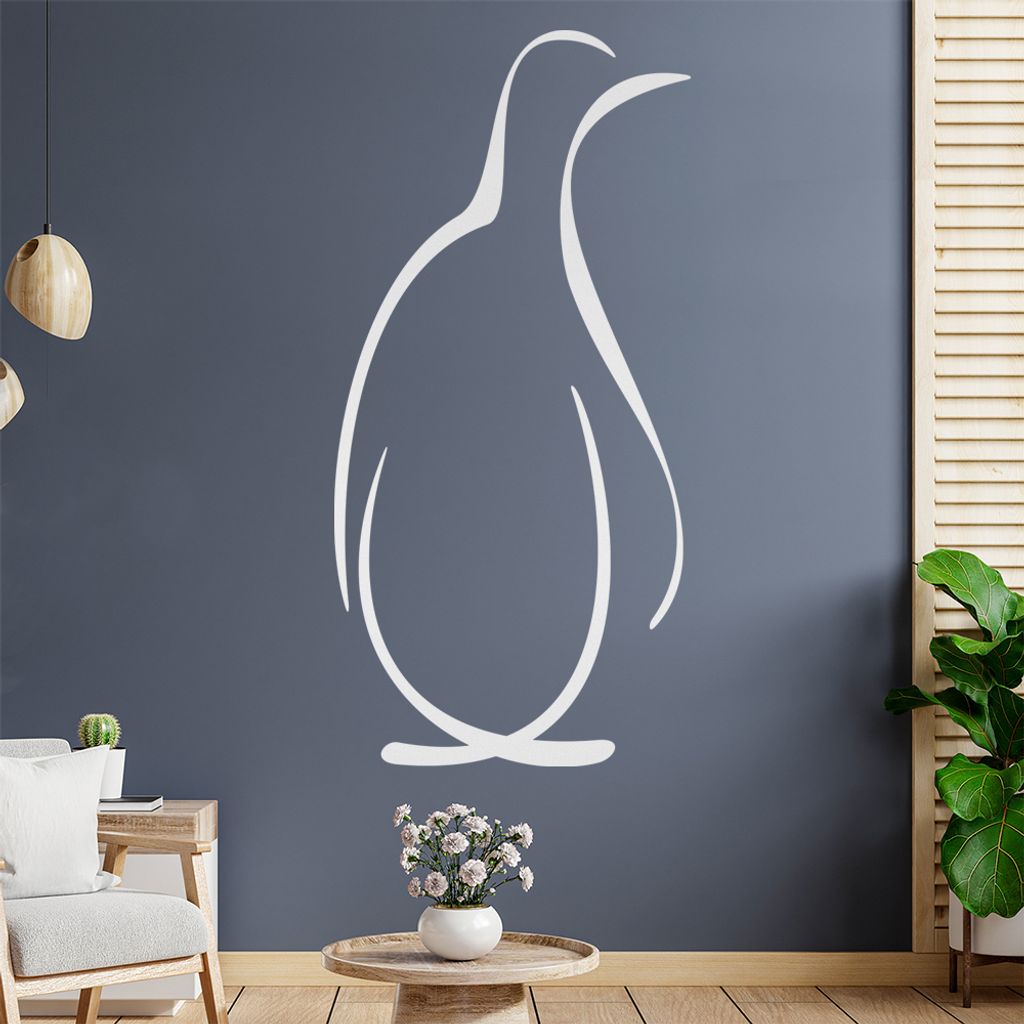 Pinguin Linien Wandtattoo in 6 Größen - Wandaufkleber Wall Sticker - Dekoration, Küche, Wohnzimmer, Schlafzimmer, Badezimmer