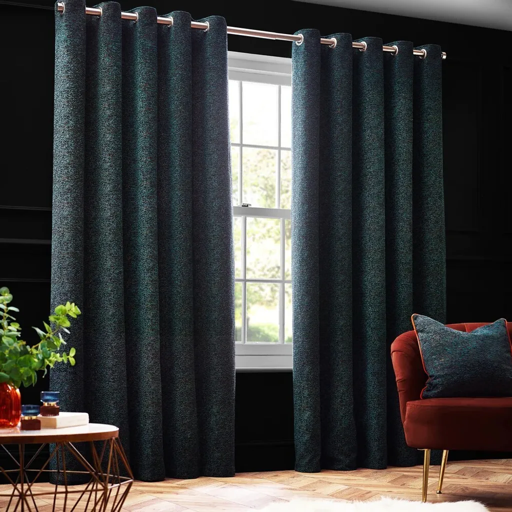 Rideaux de Salon 117x183 cm New Galaxy Chenille pour Déco Chic Emeraude