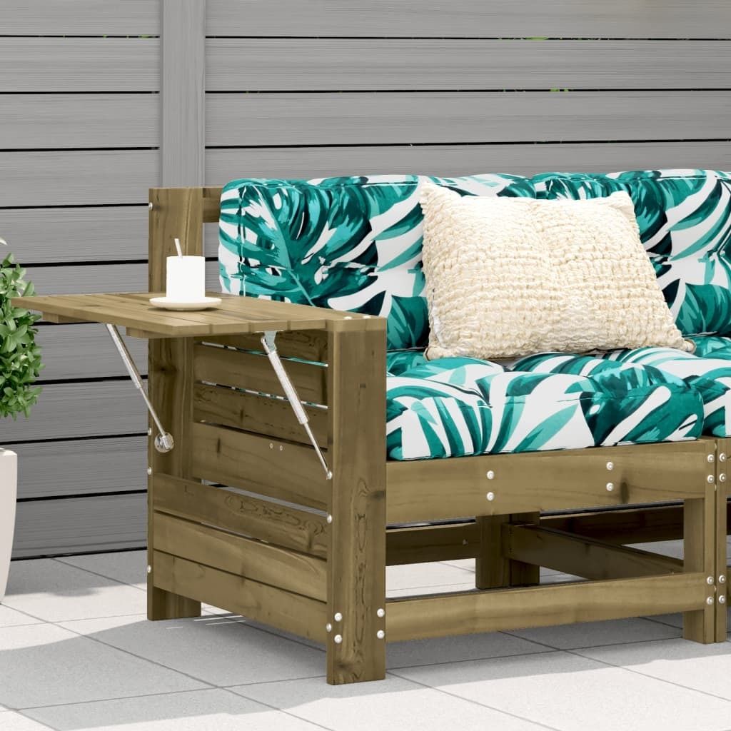 CLORIS Gartensofa mit Armlehne und Kissen Kiefernholz Imprägniert 844918