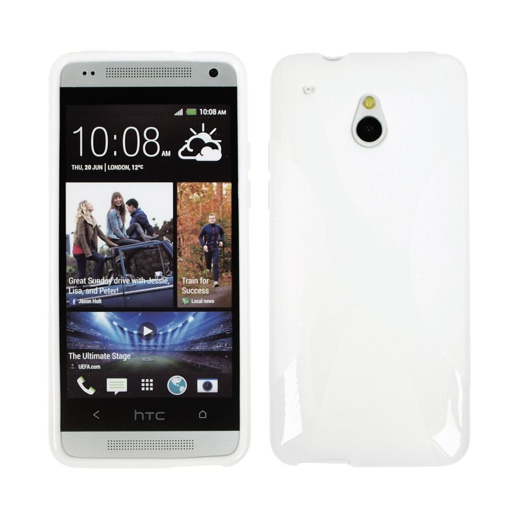 PhoneNatic Case kompatibel mit HTC One Mini - weiß Silikon Hülle X-Style + 2 Schutzfolien