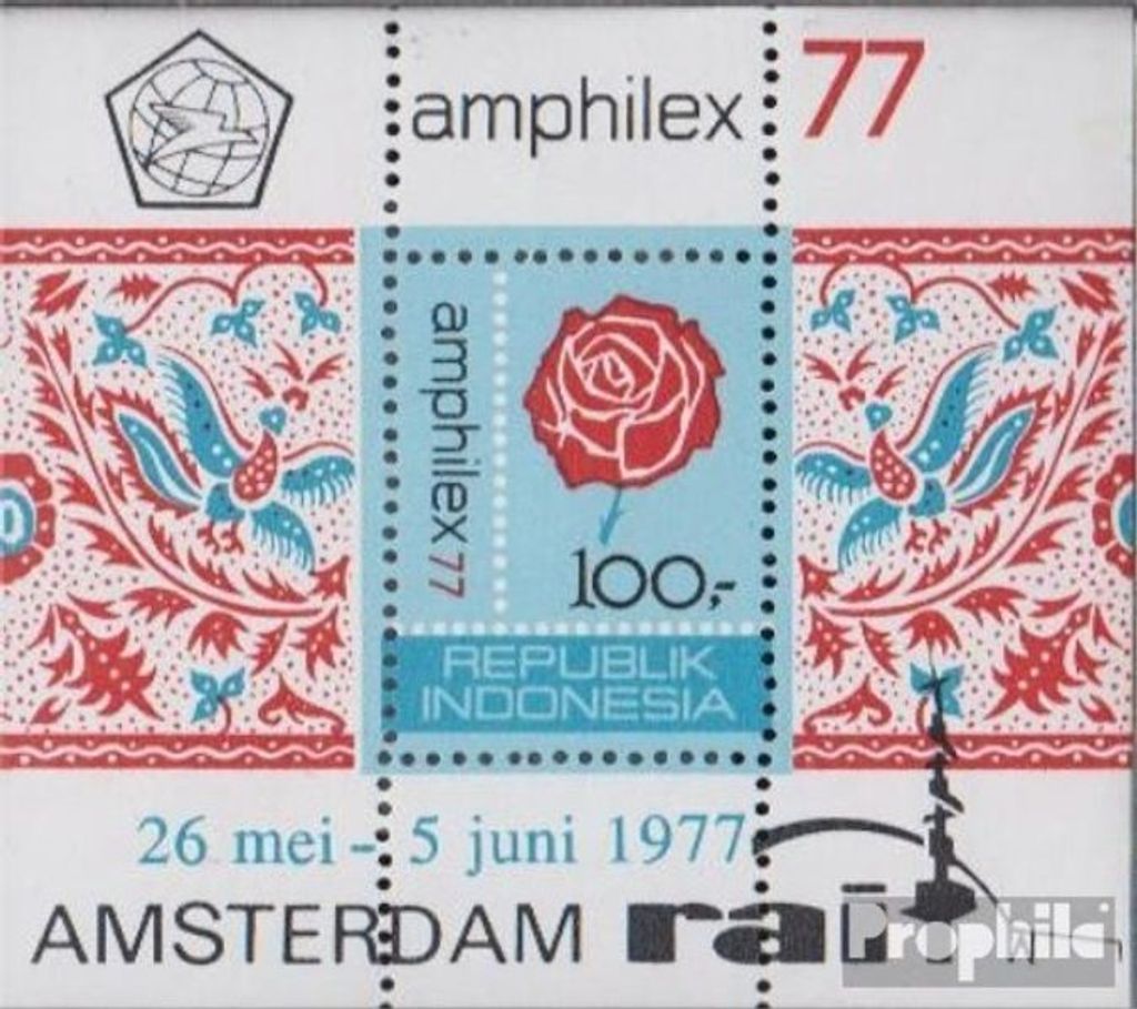 Briefmarken Indonesien 1977 Mi Block22A (kompl.Ausg.) postfrisch Briefmarkenausstellung