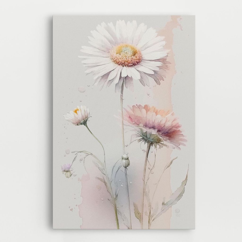 ARTHUB Leinwandbild 20x30 cm, White Painted Daisy | Wohnzimmerdekoration, Hängende Bilder, Wanddekoration, Heimdekoration, Blumen, Gänseblümchen