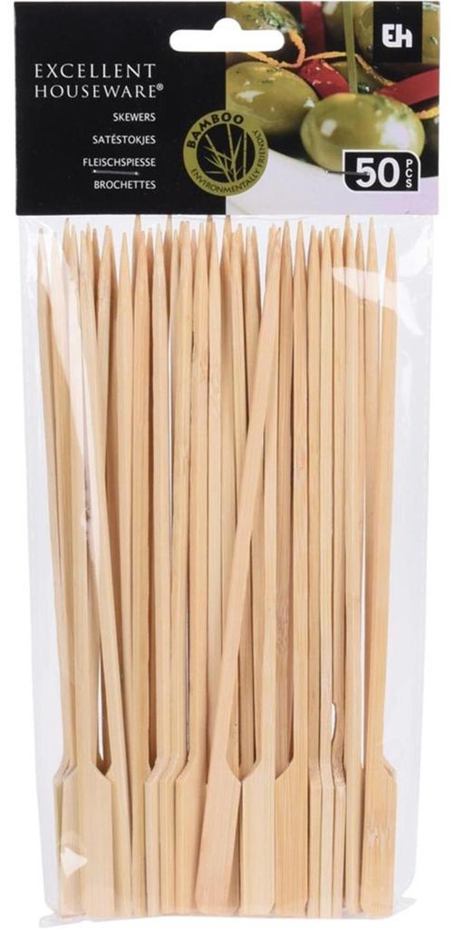 EXCELLENT HOUSEWARE Zahnstocher aus HOLZ Bambus-Spieße für Appetizer Vorspeisen Schaschliks 20 cm 50 Stück