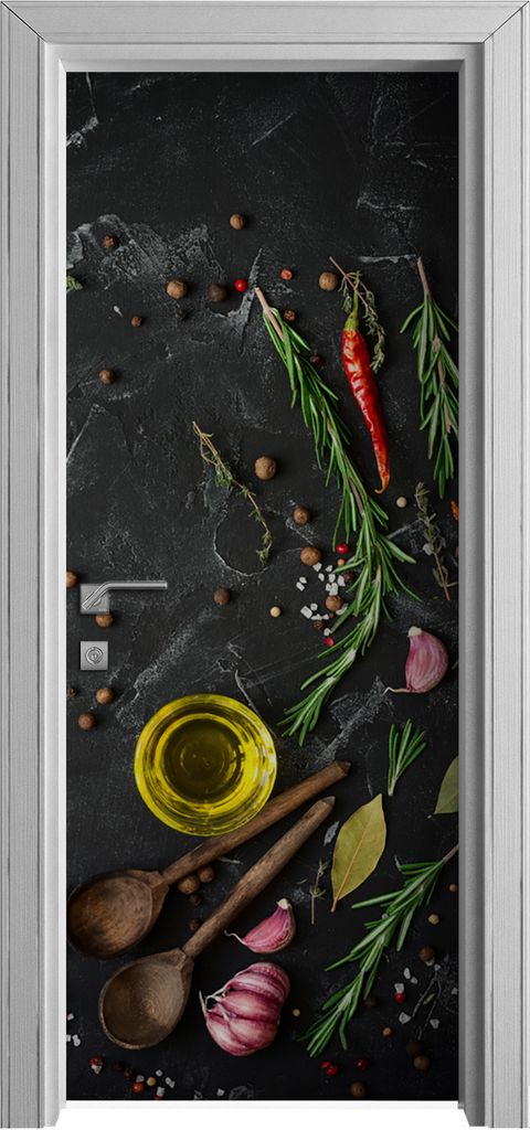 Tür Selbstklebende 80x210 cm Türfolie Türtapete Klebefolie - Gewürze Gemüse