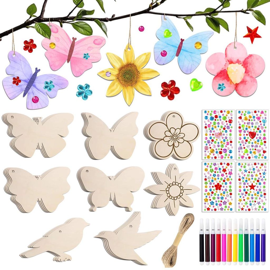 Kinder Bastelset Holz 57-teilig DIY Kreativset, Holz Produktbild 