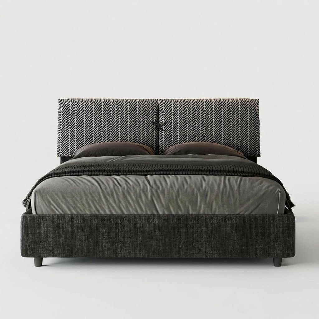 ITYHOME - Gepolstertes Bett mit Lattenrost 160x190 mit Stoffbezug Aragona 8 Blau Mados