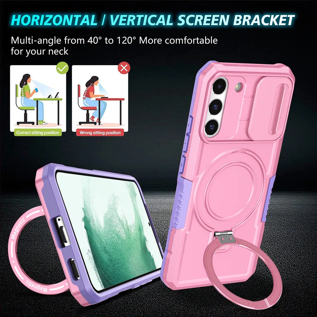 Custodia per Samsung Galaxy S22+ 5G, compatibile con MagSafe, antiurto, antigraffio, trasparente Rosa - 6