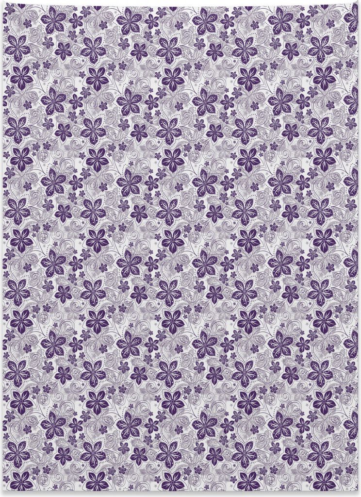 Abakuhaus Blumen Wandteppich, Stilisierte Blütenblätter aus Weiches Mikrofaser Stoff Kein Verblassen Klare Farben Waschbar, 110 x 150 cm, Lila gr...