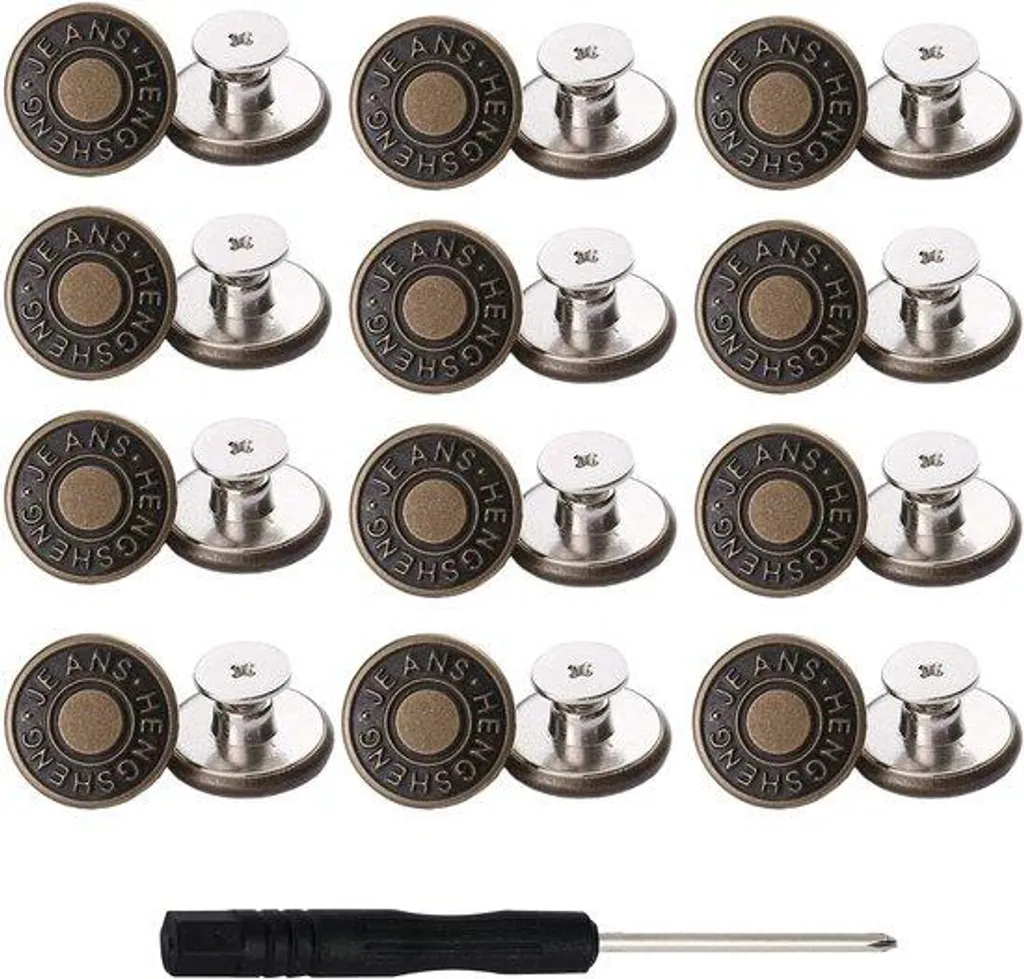 Lot Bouton de Jean Métal 17mm - Boutons de Rechange Amovibles et Réglables