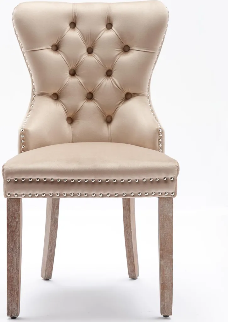 Chaises de table avec dossier haut et capitonné en velours rétro lot 2