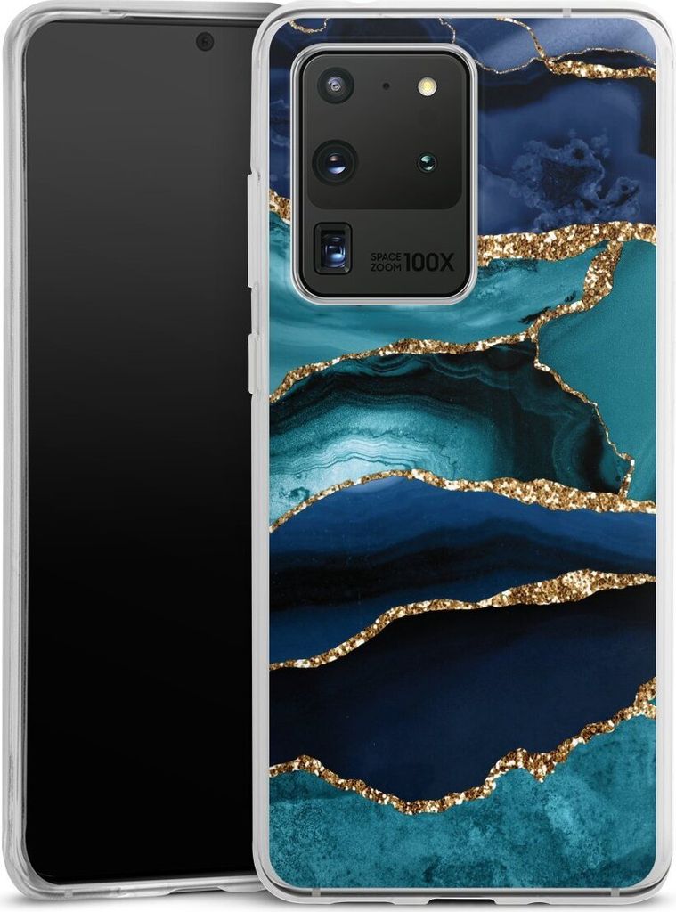 DeinDesign Handyhülle für Samsung Galaxy S20 Ultra 5G Silikon Hülle Case Smartphone Schutzhülle Glitzer Look Marmor Trends