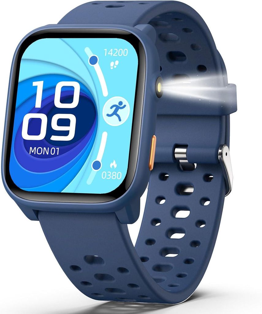 Smartwatch Kinder,Digitale mit Schrittzähler, 24/7 Puls, IP68 , Schlaf-Monitor, Wecker, Puzzle-Spiele, 1,85" HD-Touchscreen für Mädchen Jungen 6-16
