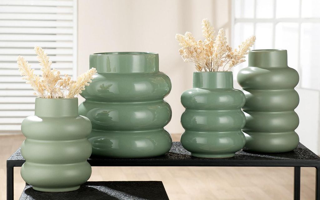 Gilde Vase, Rim, Keramik, grün, VE 4, 2fach sortiert, D. 15 Zdjęcie produktu 