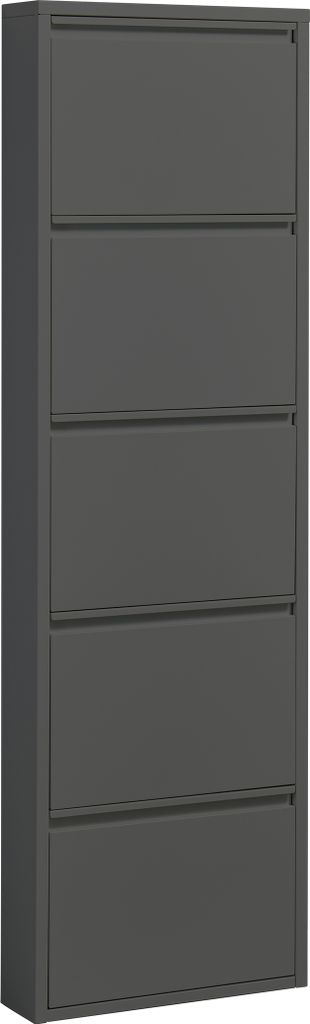 Schuhkipper >Bert< 5 Klappen, 10 paar Schuhe, in anthrazit, Metall - 51x170x16cm (BxHxT)