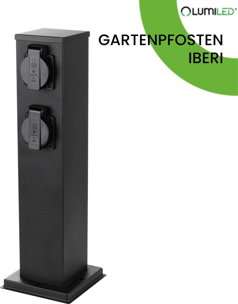 LUMILED Steckdosensäule außen, 4 Fach 230V Doppelsteckdose Produktbild 2