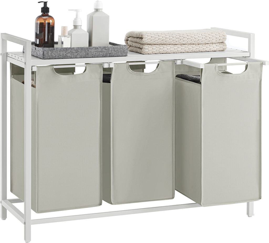 Koš na prádlo bílo-šedý 3 přihrádky x38L Obrázek produktu 1