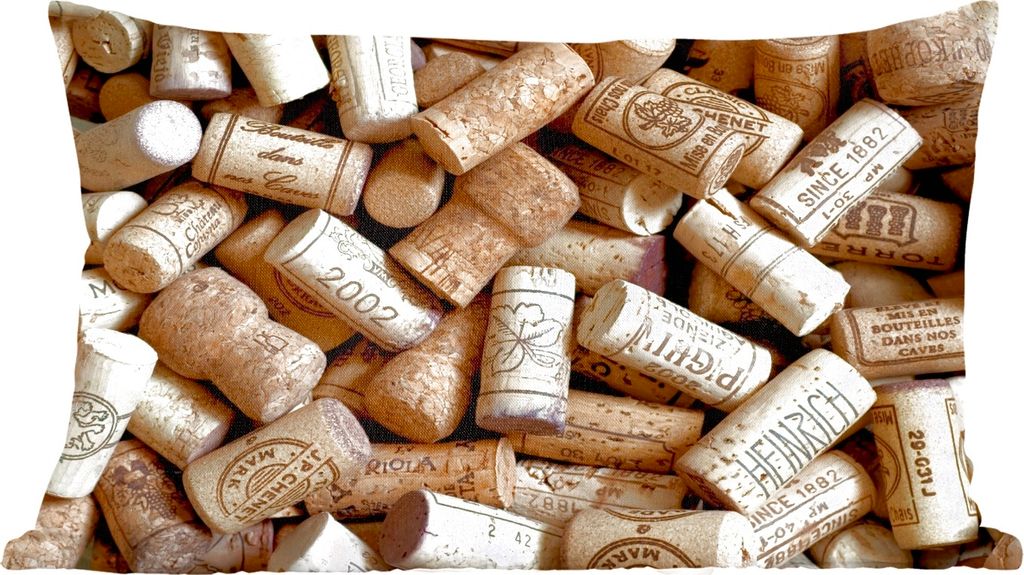 MuchoWow Zierkissen Sofakissen Wohnzimmer Dekokissen 50x30 cm Eine große Menge an Korken - Wohnzimmerdekoration - Polster mit Photo