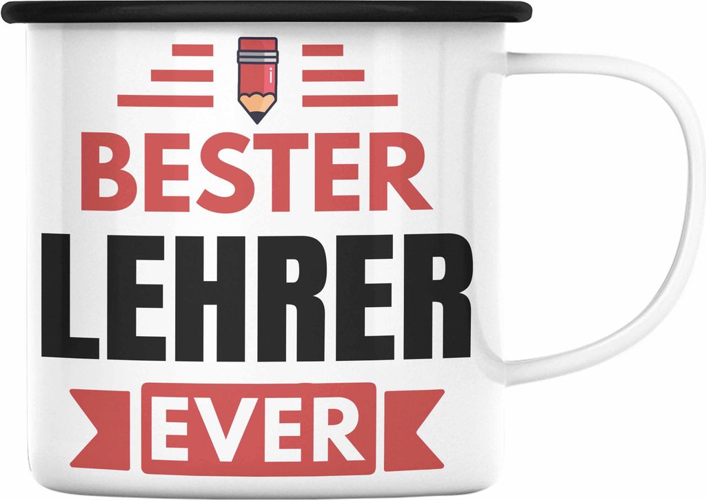 Trendation - Bester Lehrer Ever Emaille Tasse Geschenk Produktbild 