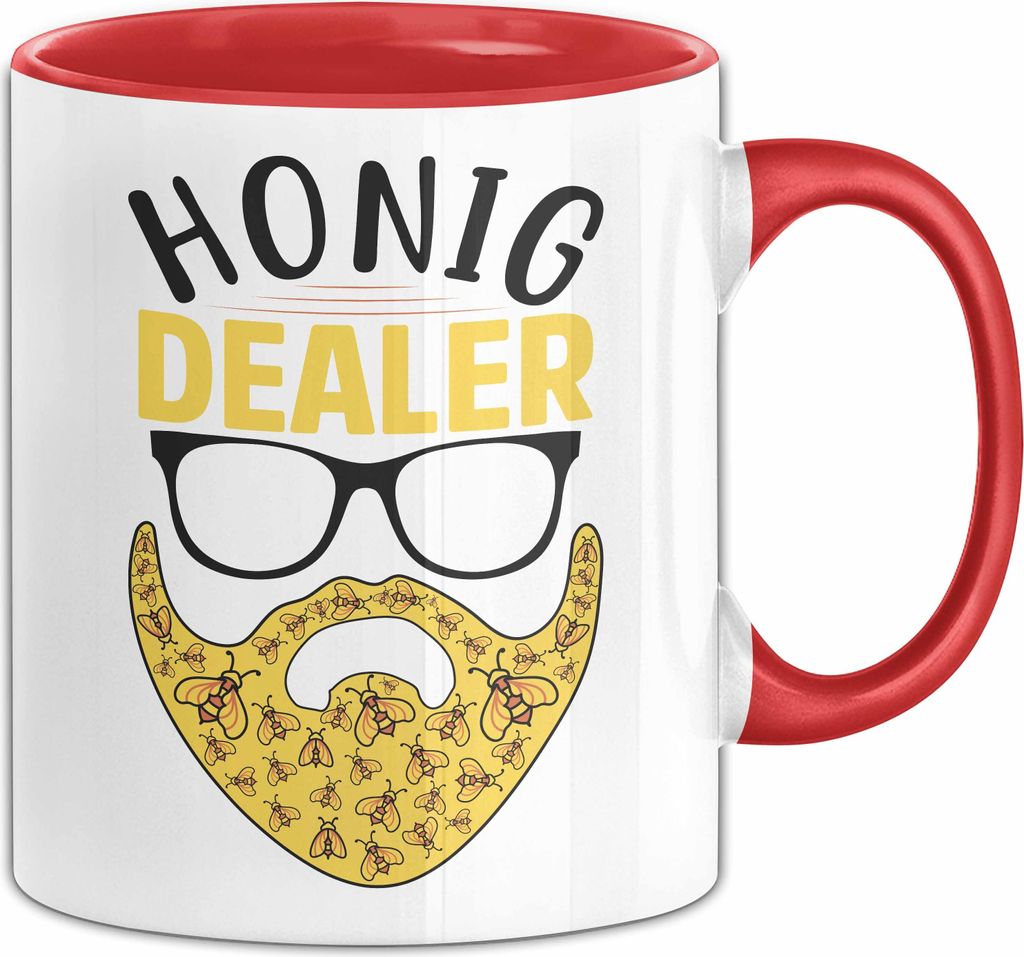 Imker Tasse Geschenk Bienen Honig Dealer Sonnenbrille Bienen-Liebhaber Imkerei (Rot)