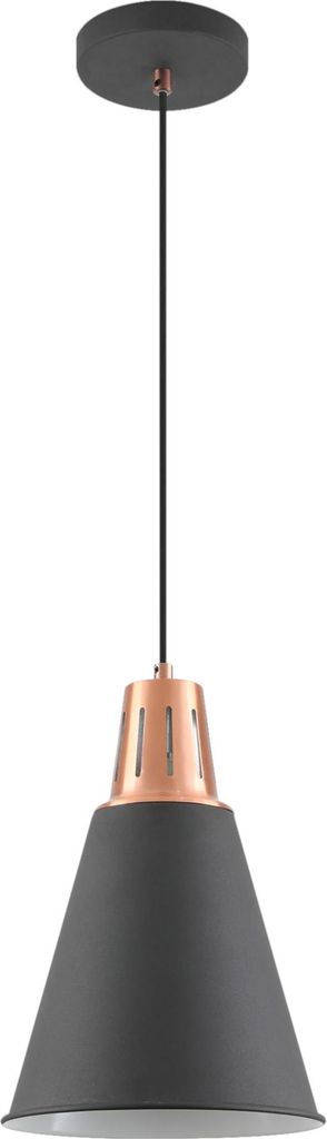 GTV - Pendelleuchte GIANNI Hängeleuchte Deckenlampe E27 schwarz gold Kupfer Lampenschirm 22 cm höhenverstellbar Esszimmer Wohnzimmer Küche Beleu...