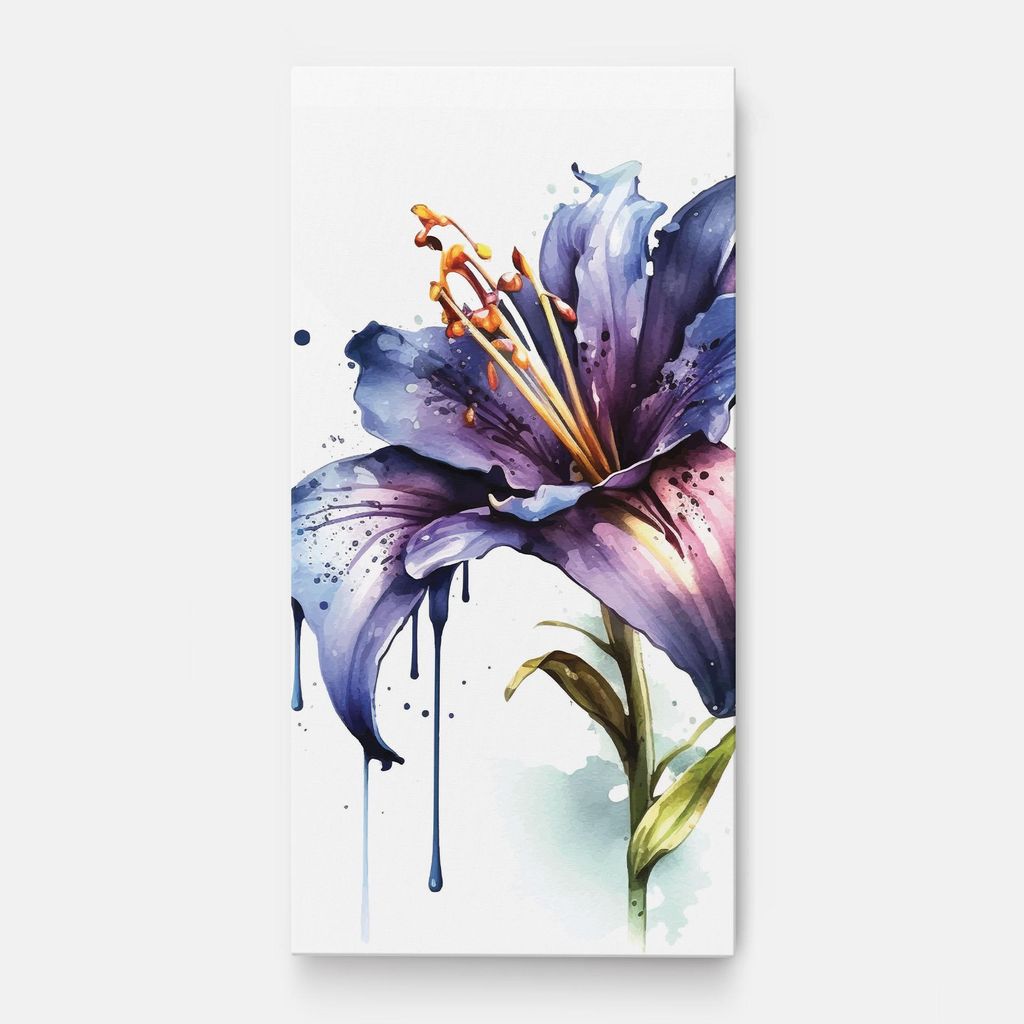 ARTHUB Leinwandbild 50x100 cm, Purple Orange Lily | Wohnzimmerdekoration, Hängende Bilder, Wanddekoration, Heimdekoration, Blumen, Lilien