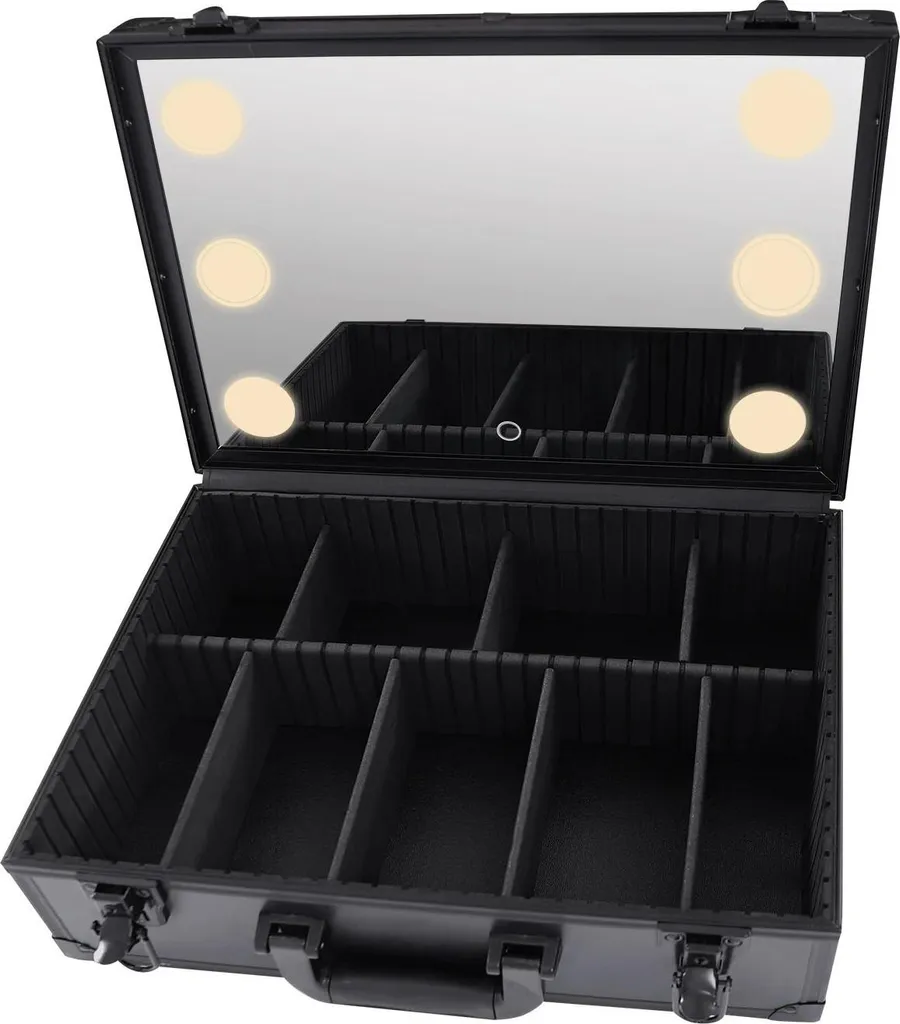Coffret Cosmétique Miroir LED Variable - Rangement 9 Compartiments L - 9