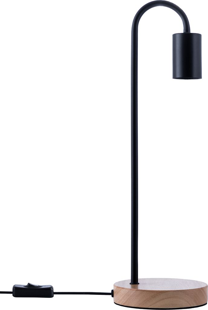 Tischlampe Nachttischlampe Schreibtischlampe Holz Fuß Höhe 40,5cm ø12,6cm E27 Farbe Schwarz-Holzfarben