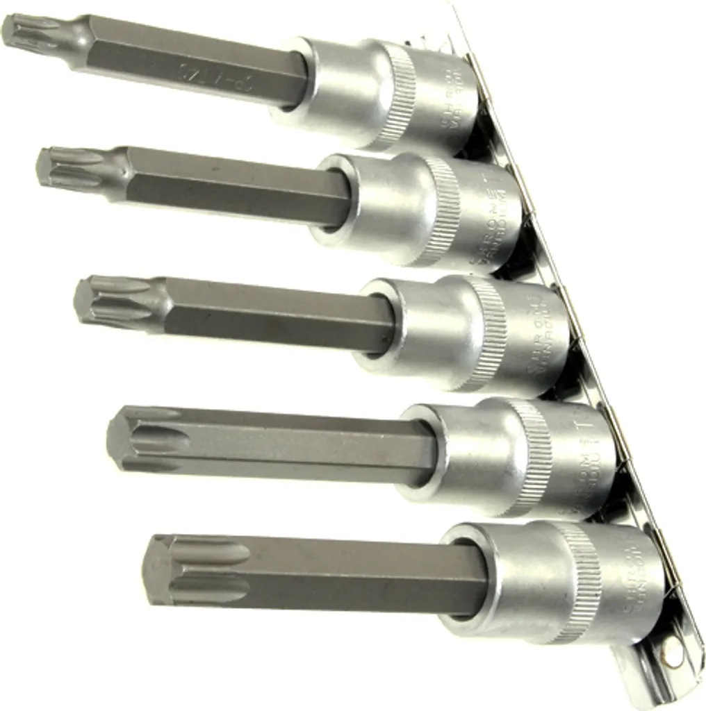 5 Embouts de Tournevis Torx T40-T60 Profil T 1/2 Longs sur Rail de Rangement