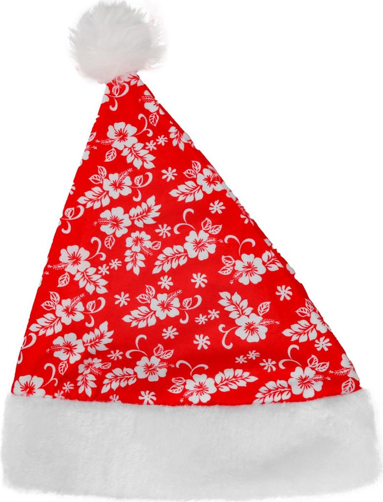 Weihnachtsmütze für Erwachsene und Kinder, Weihnachtsmannmütze mit Blumenmuster, rot-weiß, für Weihnachten, Silvester, Partys und Feste – da...