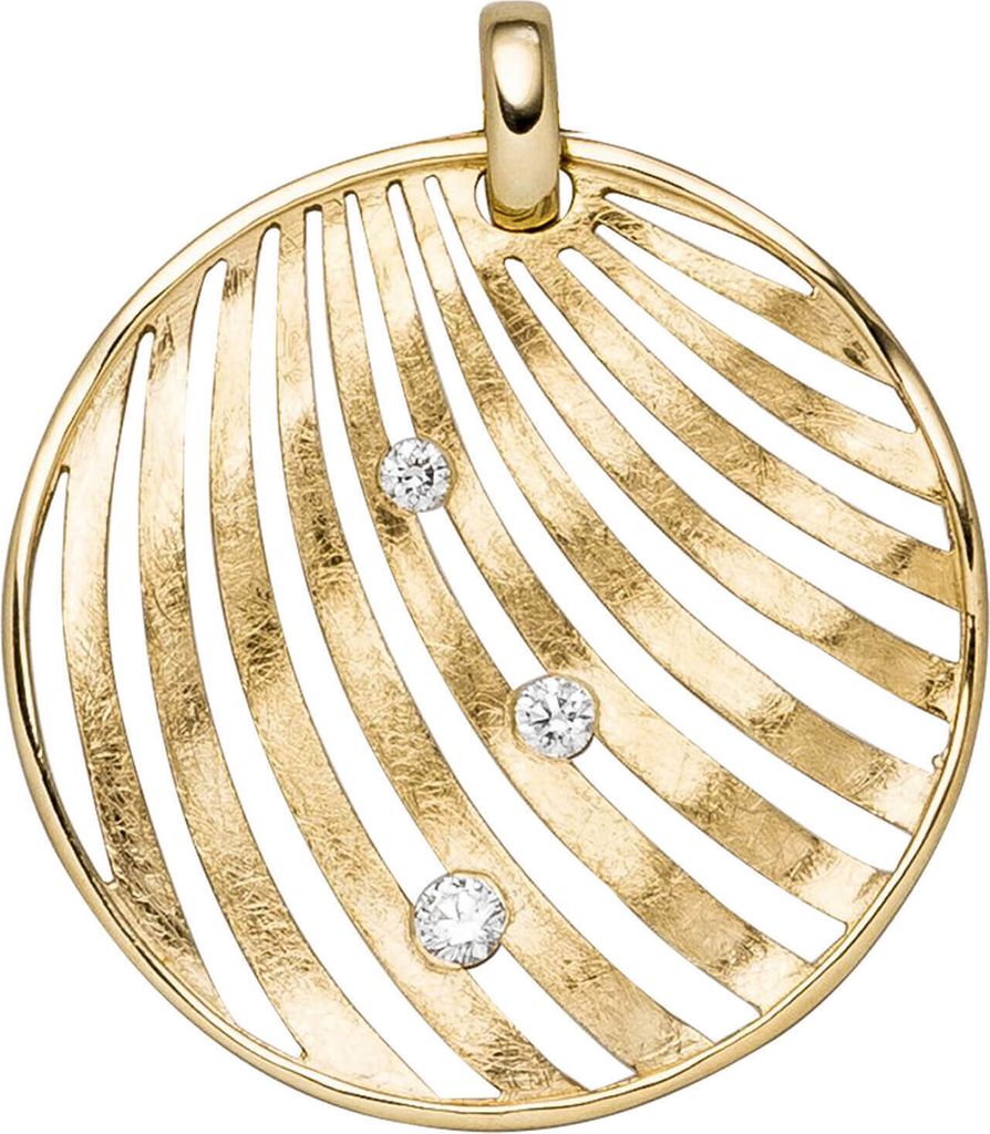 Anhänger aus 585 Gold Gelbgold eismatt 3 Brillanten 0,15Ct Produktbild 