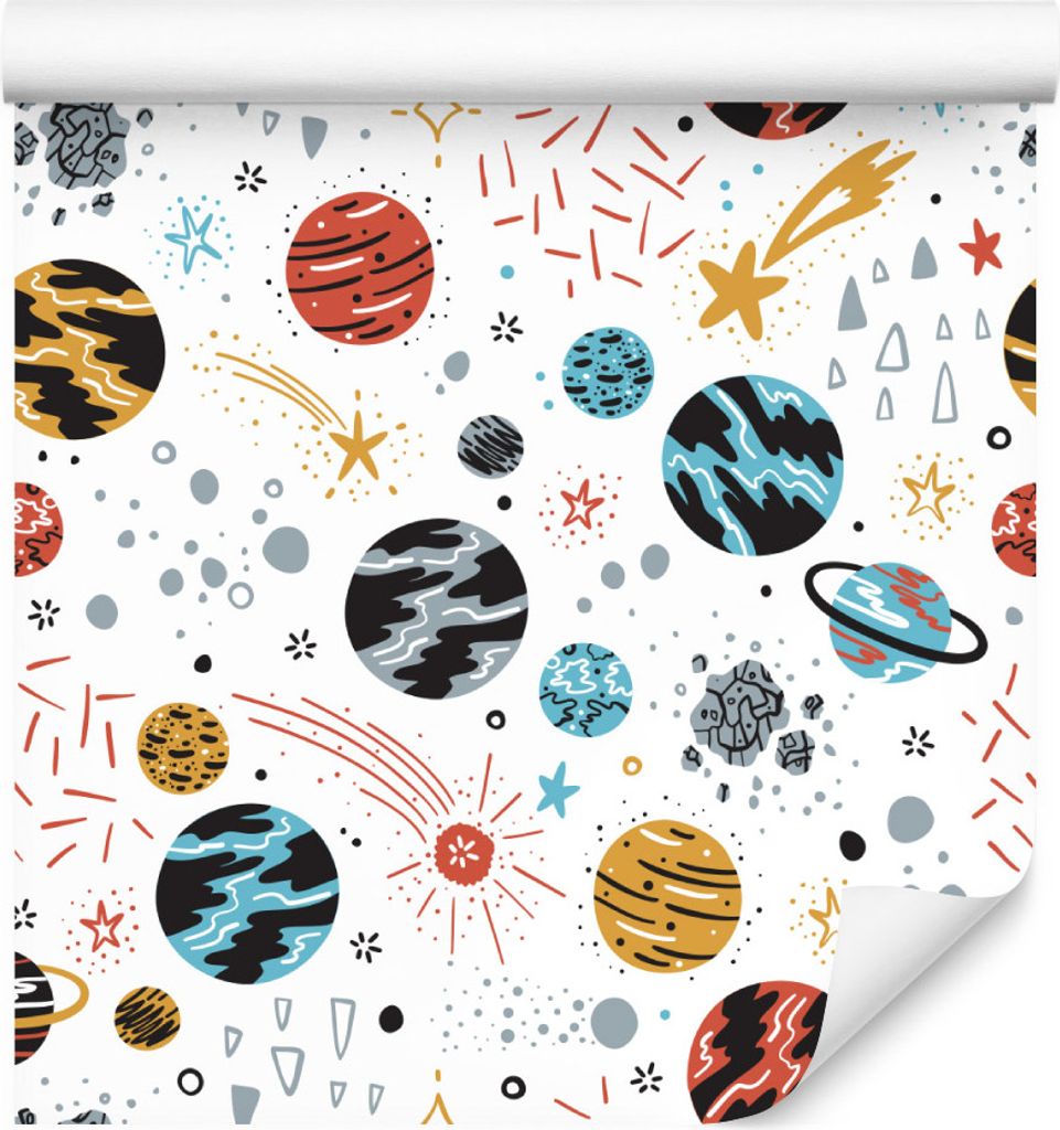 10m VLIES TAPETE Rolle Kinderzimmer Planeten Wolken Meteorit Sternen Kosmos XXL