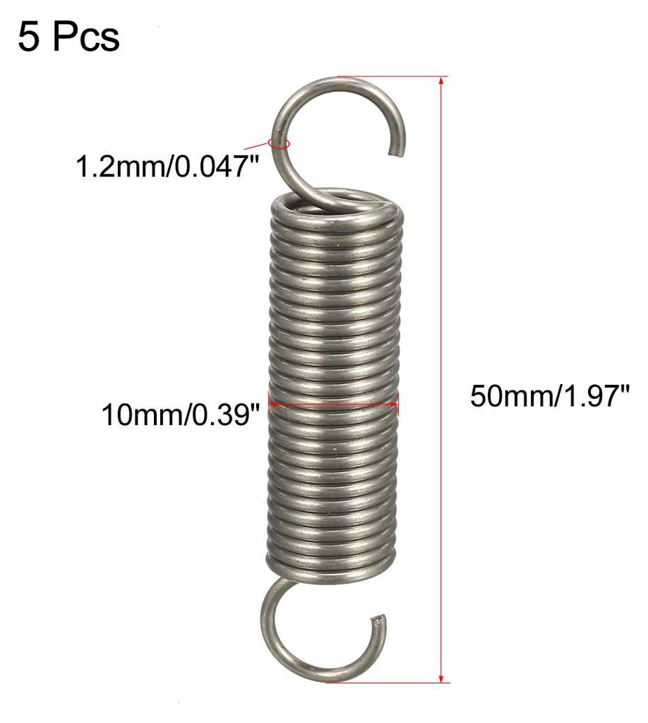 5 Stš¹ck Kleine Doppelhaken Zugfeder Federdrahtdurchm. 0.047", Au?erdurchm. 0.39", Freie L?nge 1.97" Edelstahl Spannfeder