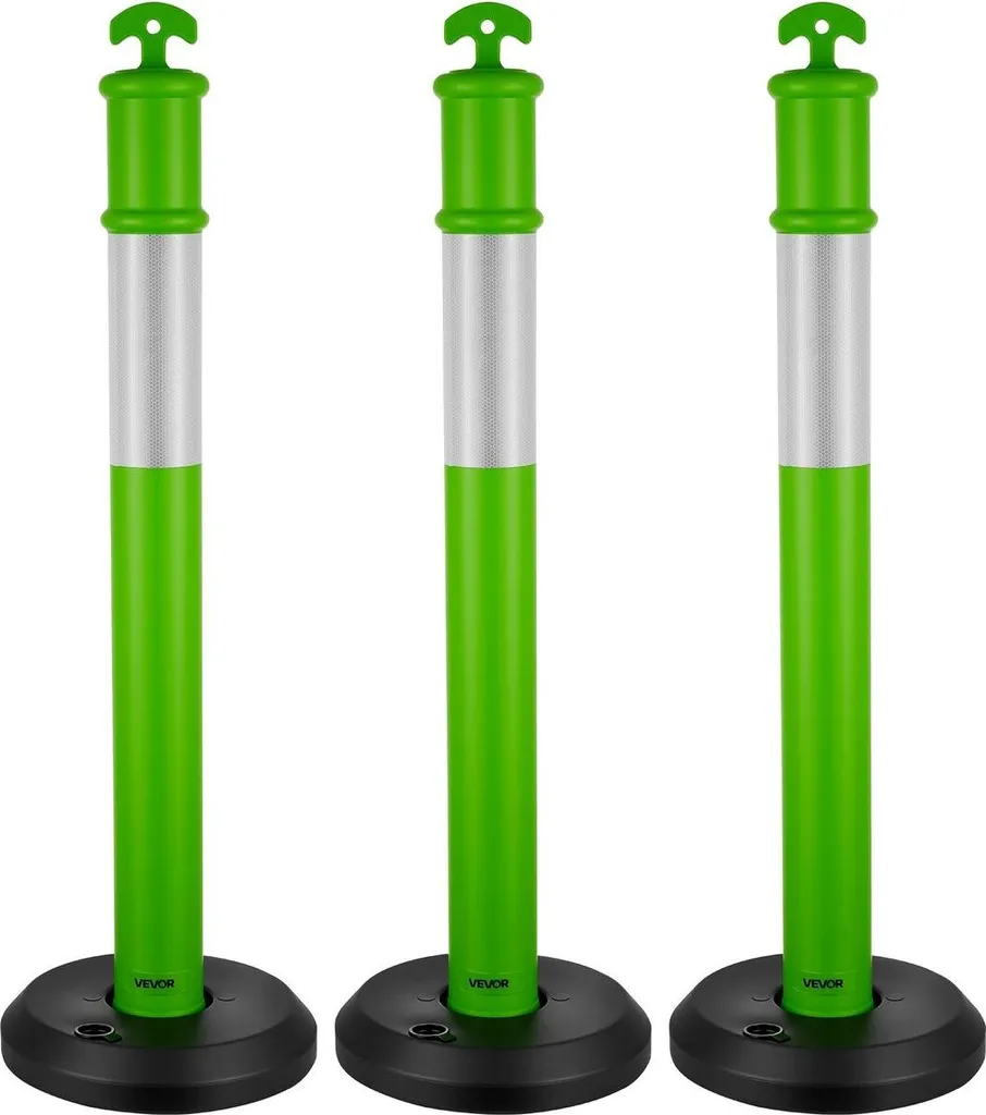 3 Paletti Delimitatori Traffico 114cm con Base Stabile e Rifrangenti - 1