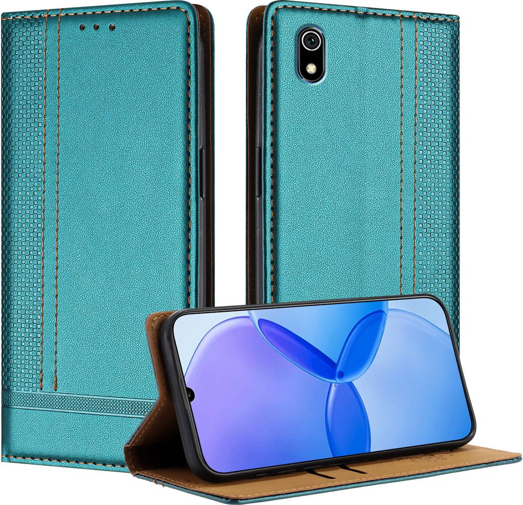 Handyhülle für Xiaomi Redmi 7A Leder Flip Klappbare Schutzhülle mit Standfunktion Grün
