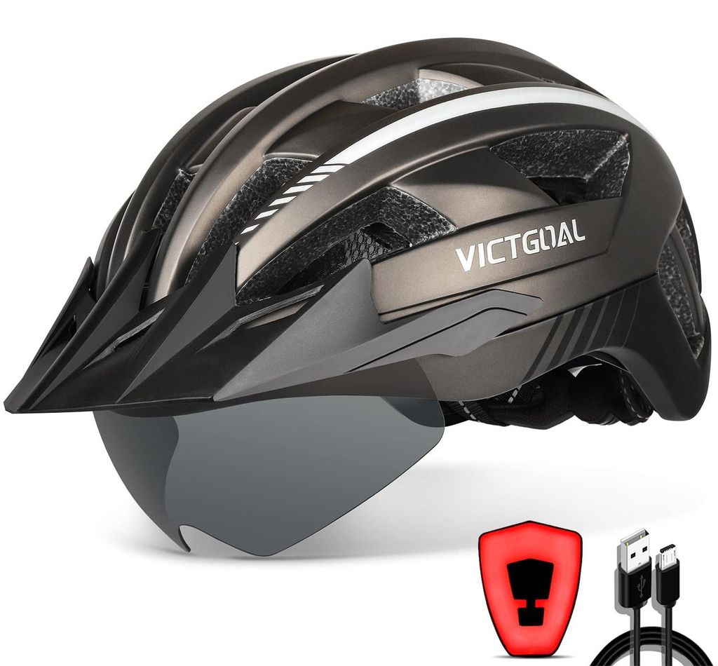 Helma na kolo VICTGOAL pro muže i ženy s vizírem, USB Obrázek produktu 