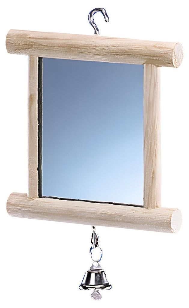 Specchio con cornice in legno e campana 10 cm Immagine del prodotto 