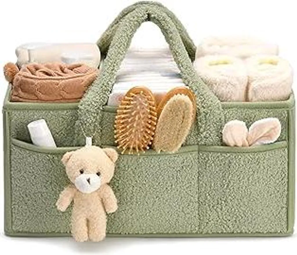 Cestino Fasciatoio Portatile: Organizer Neonati Verde con Scomparti