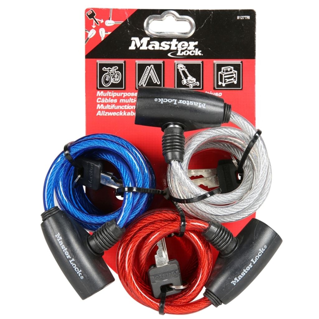 Master Lock Kabelschloss 3er-Pack 1,8 m x 8 mm 8127EURTRI Produktbild 