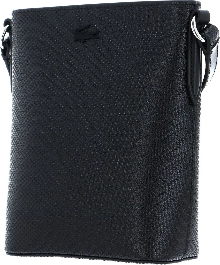 Lacoste Chantaco Classics Vertical Crossover Bag en Cuir Piqué Noir