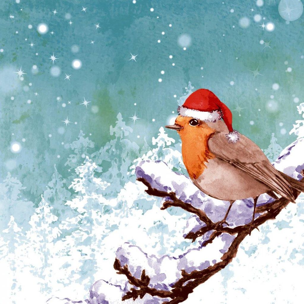 Servietten 33x33 cm - Robin Snow
