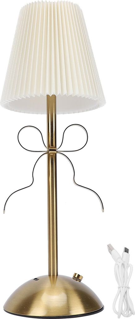 Lampa stołowa Bow, urocza, dekoracyjna, ładowalna, abażur z Zdjęcie produktu 