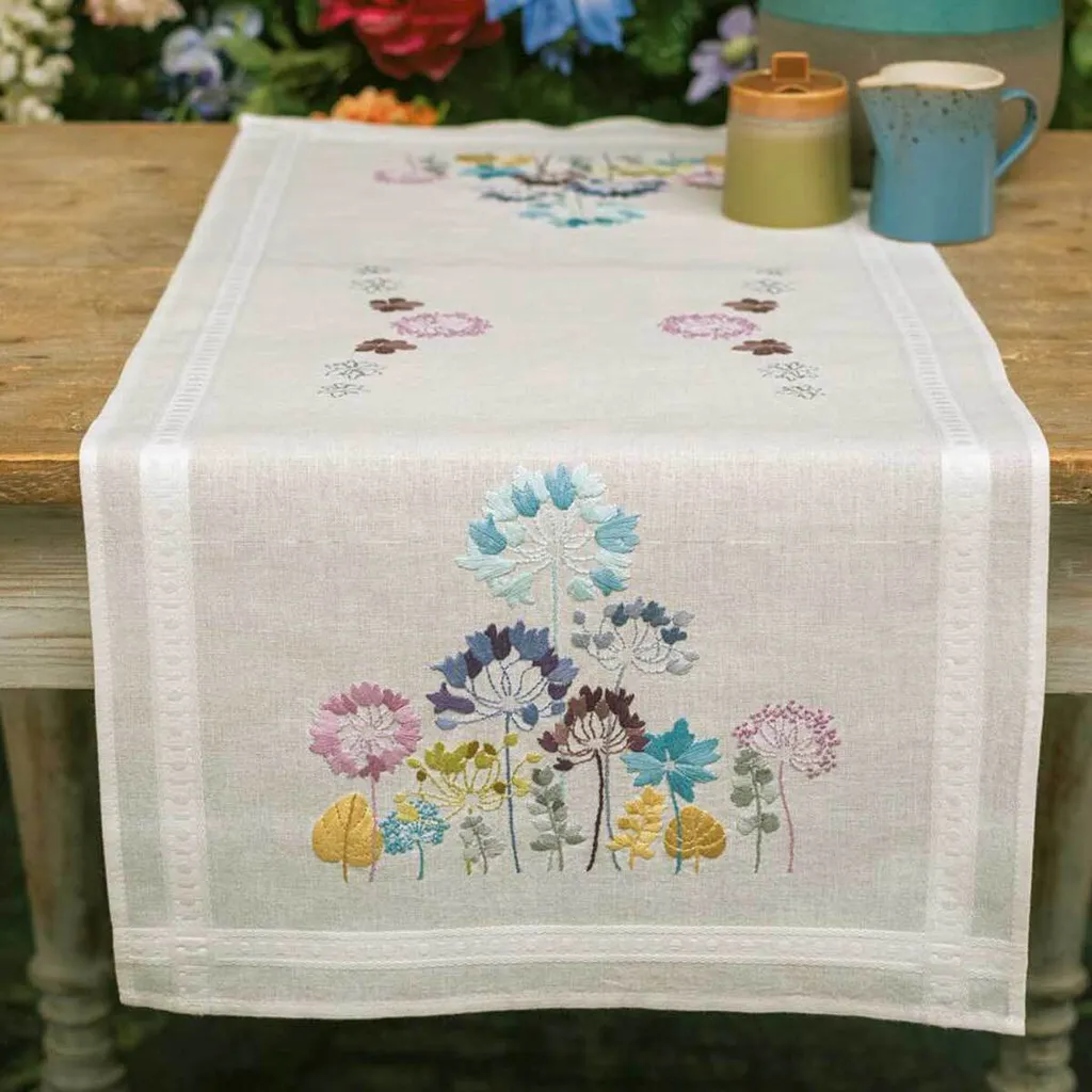 Chemin de Table en Satin Allium Bleu et Violet 40x100 cm Vervaco