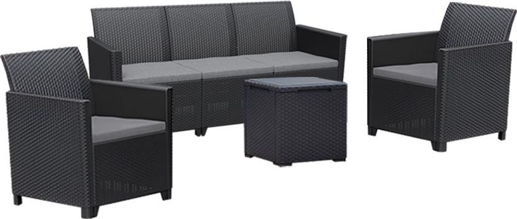 Curver Claire IV 5-Sitzer Gartenmöbelset mit Vigo Ablagetisch graphit