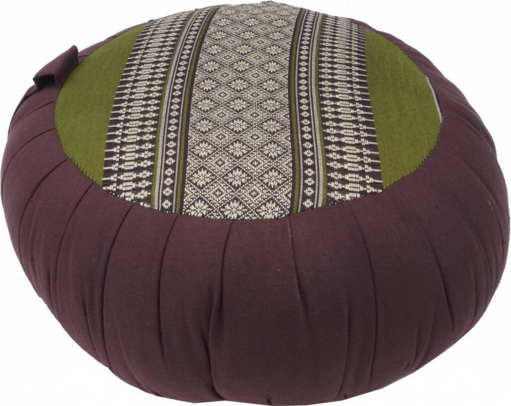 Fine Asianliving Thai Kissen Rundes Sitzkissen D40xH17cm Yoga Meditationskissen Zafu Kapok Grün Thai Kissen Meditation Matte Matratze Kapok 301-E02