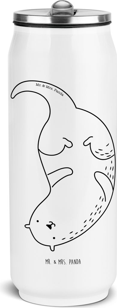 Mr. & Mrs. Panda Trinkflasche Otter Kopfüber - Weiß - Geschenk, Schul, Süß, sport, Thermosflasche, Thermoflasche, Seeotter See, Wasserflasche, ...