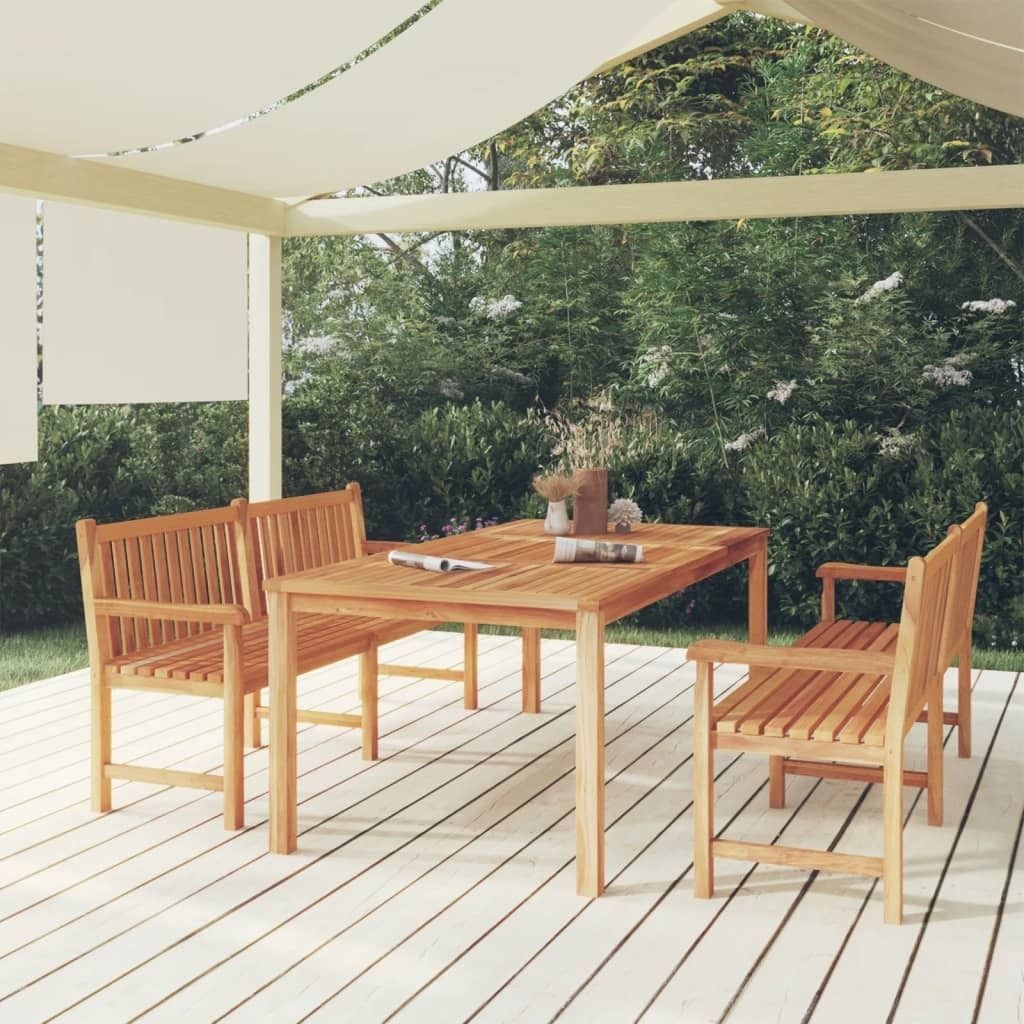 The Living Store 3-tlg. Garten-Essgruppe Massivholz Teak