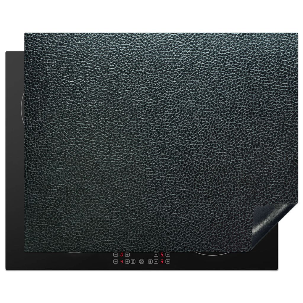 KitchenYeah Herdabdeckplatte Leder - Textur - Schwarz - Grün - Hell , 65x52cm, Küche Deko, Glaskeramikfeld Herdabdeckung, Abdeckplatte fùr Koc...