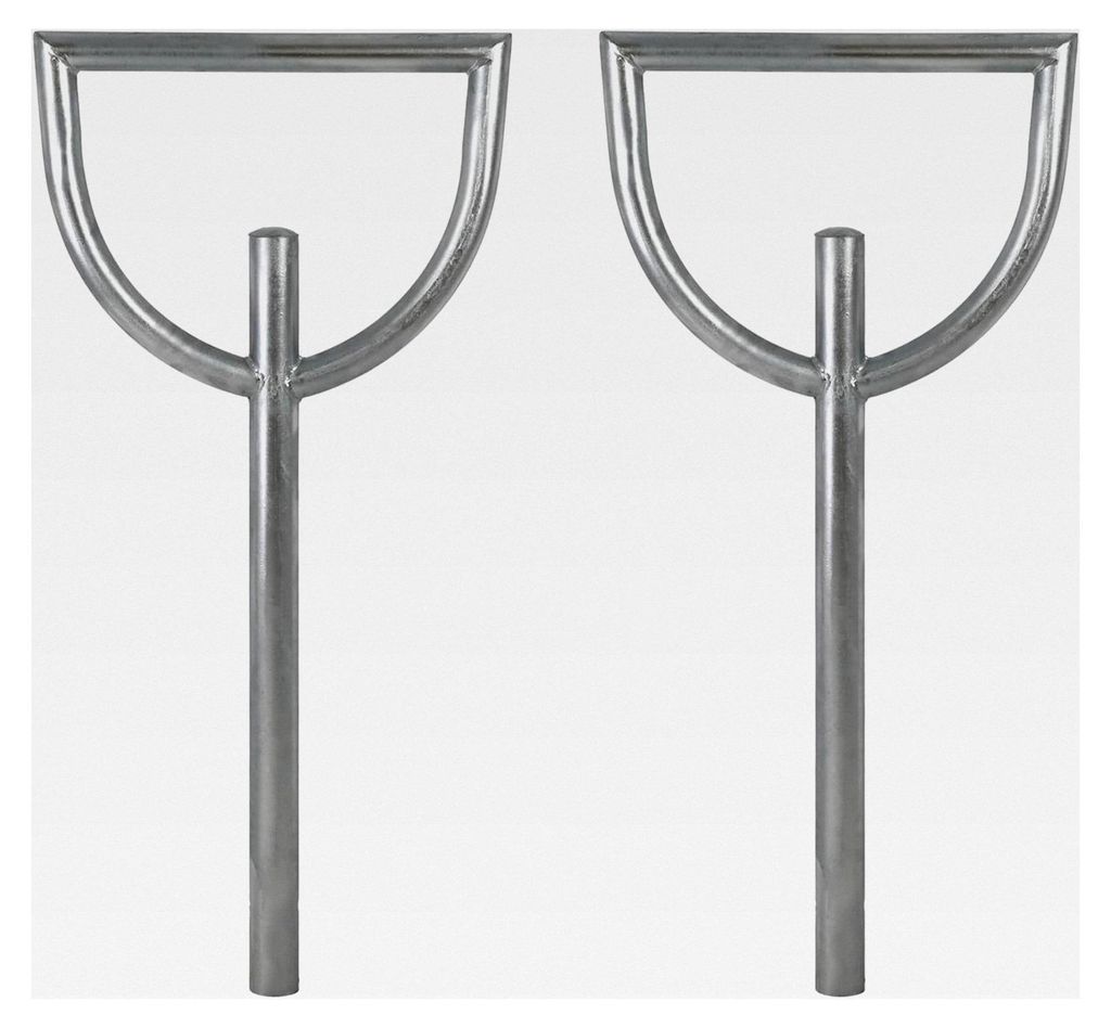 2x Fahrradanlehnbügel 115x56 cm aus feuerverzinktem Stahl, Rohrdurchmesser Ø 60 mm, Fahrradständer zum Einbetonieren mit Bodenqueranker, Anlehnb...